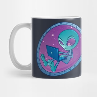 Alien with Laptop Computer Mug